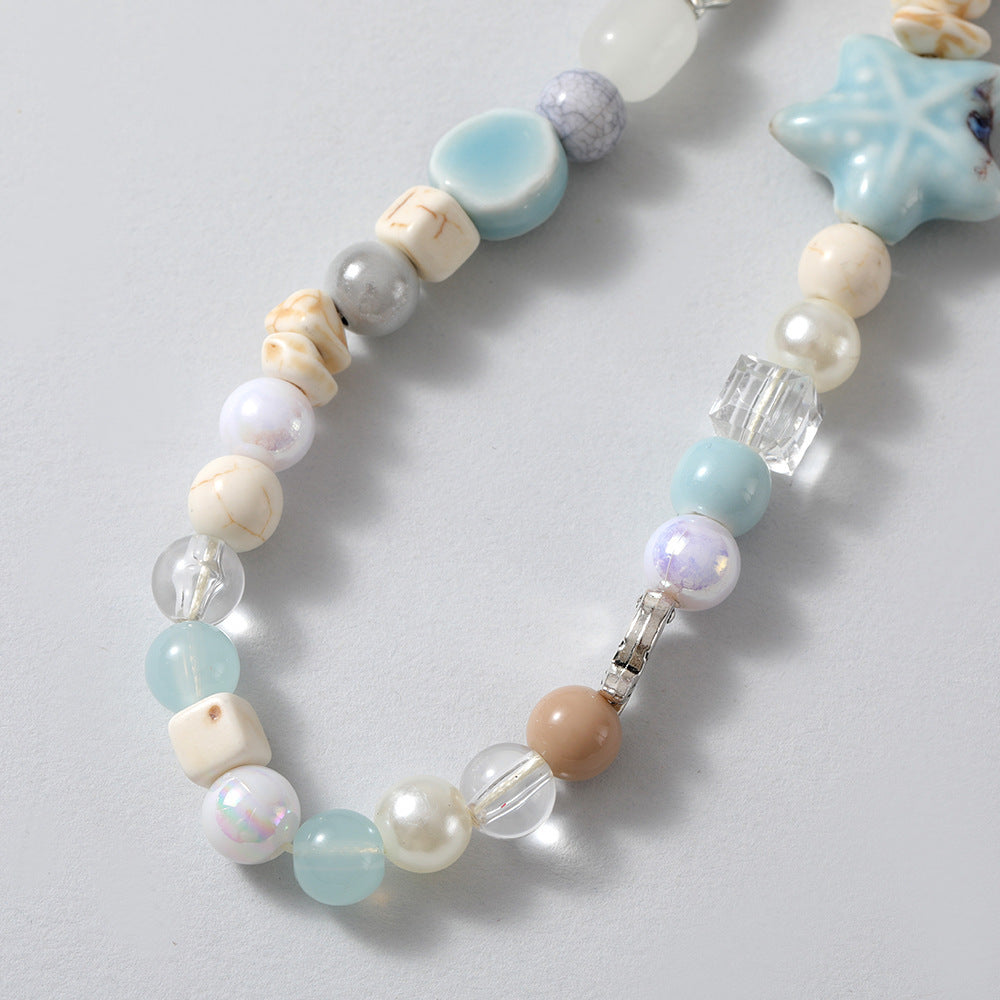 Resin Beaded Starfish Phone Lanyard For Secure Carry