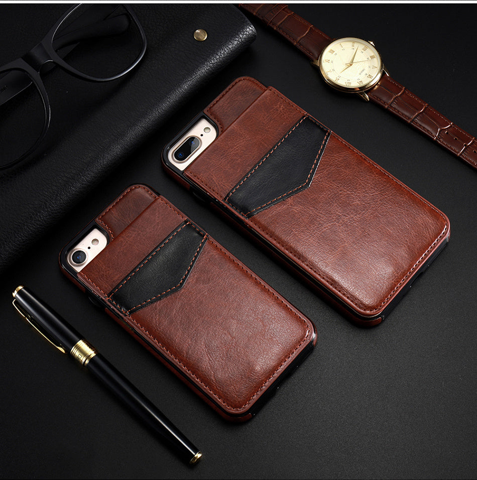 Retro Leather Wallet Case For iPhone With Card Slots Home