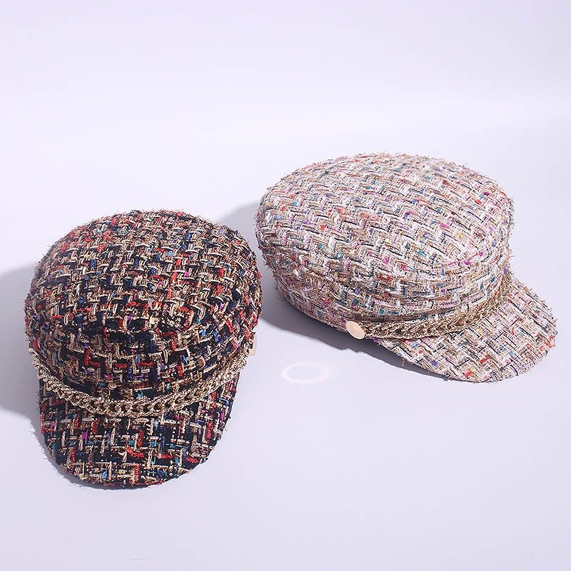 Ladies Tweed Peaked Octagonal Cap — Fashion Military Flat Cap