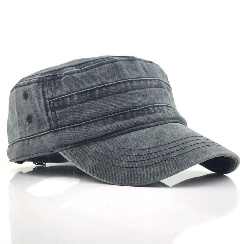 Men’s Military Flat Cap — Classic Cadet Style, Adjustable, Breathable