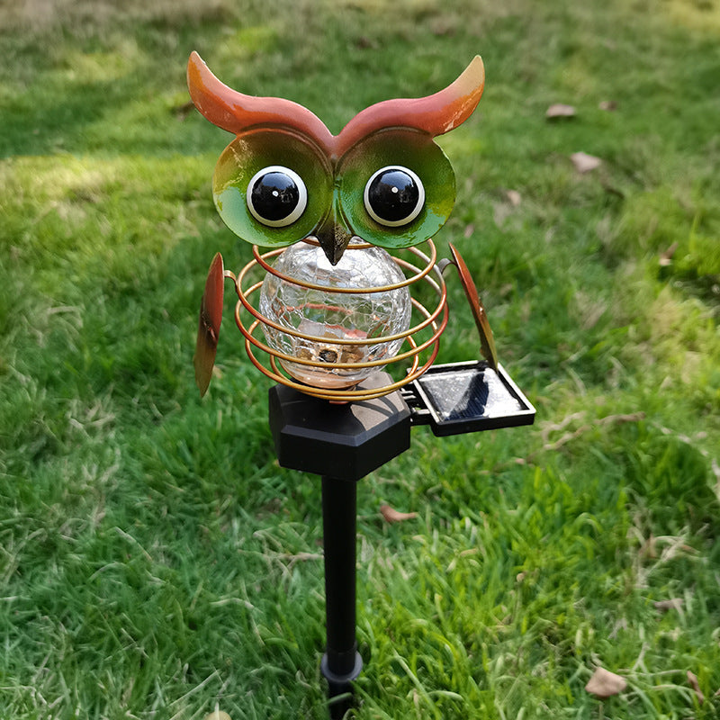 Resin Solar Owl Garden Lamp Weatherproof LED Path Light