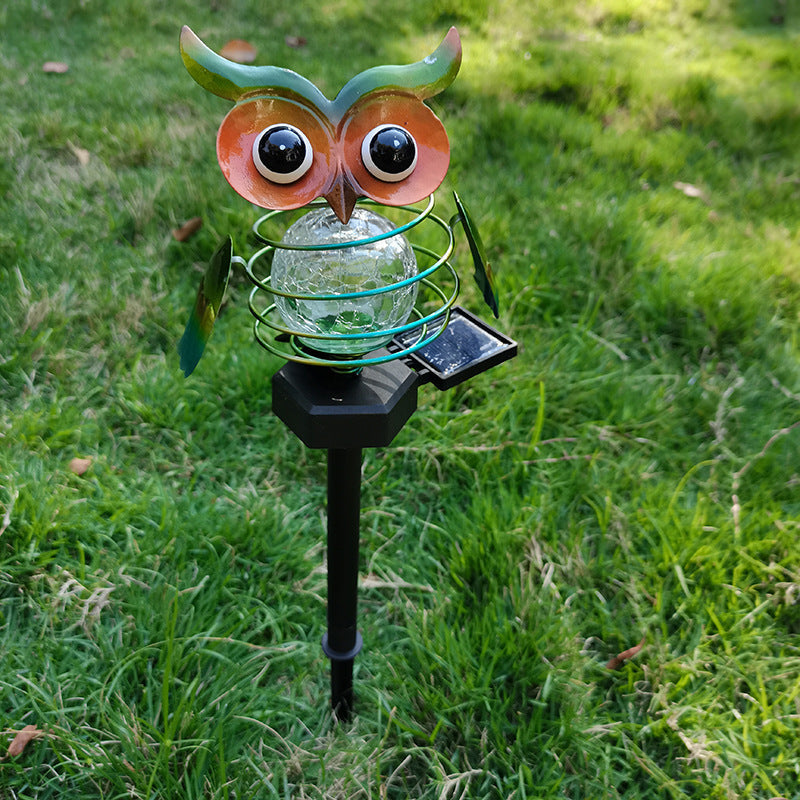 Resin Solar Owl Garden Lamp Weatherproof LED Path Light