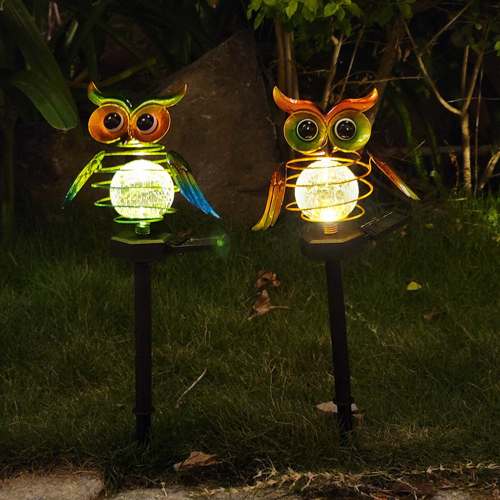 Resin Solar Owl Garden Lamp Weatherproof LED Path Light