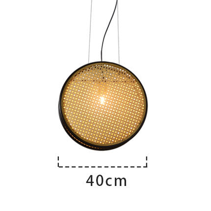 Rattan Iron Glass LED Pendant Light Chandelier For Kitchen