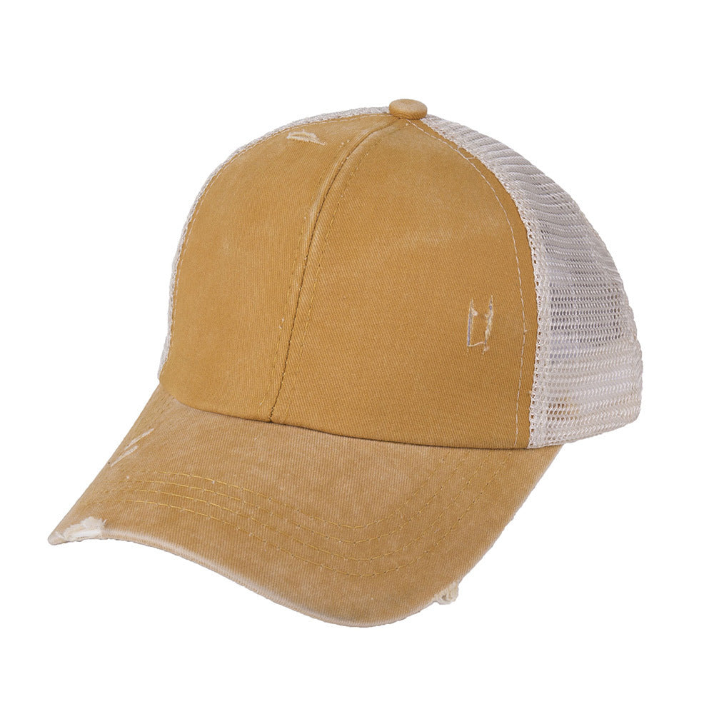 Washed Cotton Baseball Cap — Low-Profile Dome, Short Flat Brim