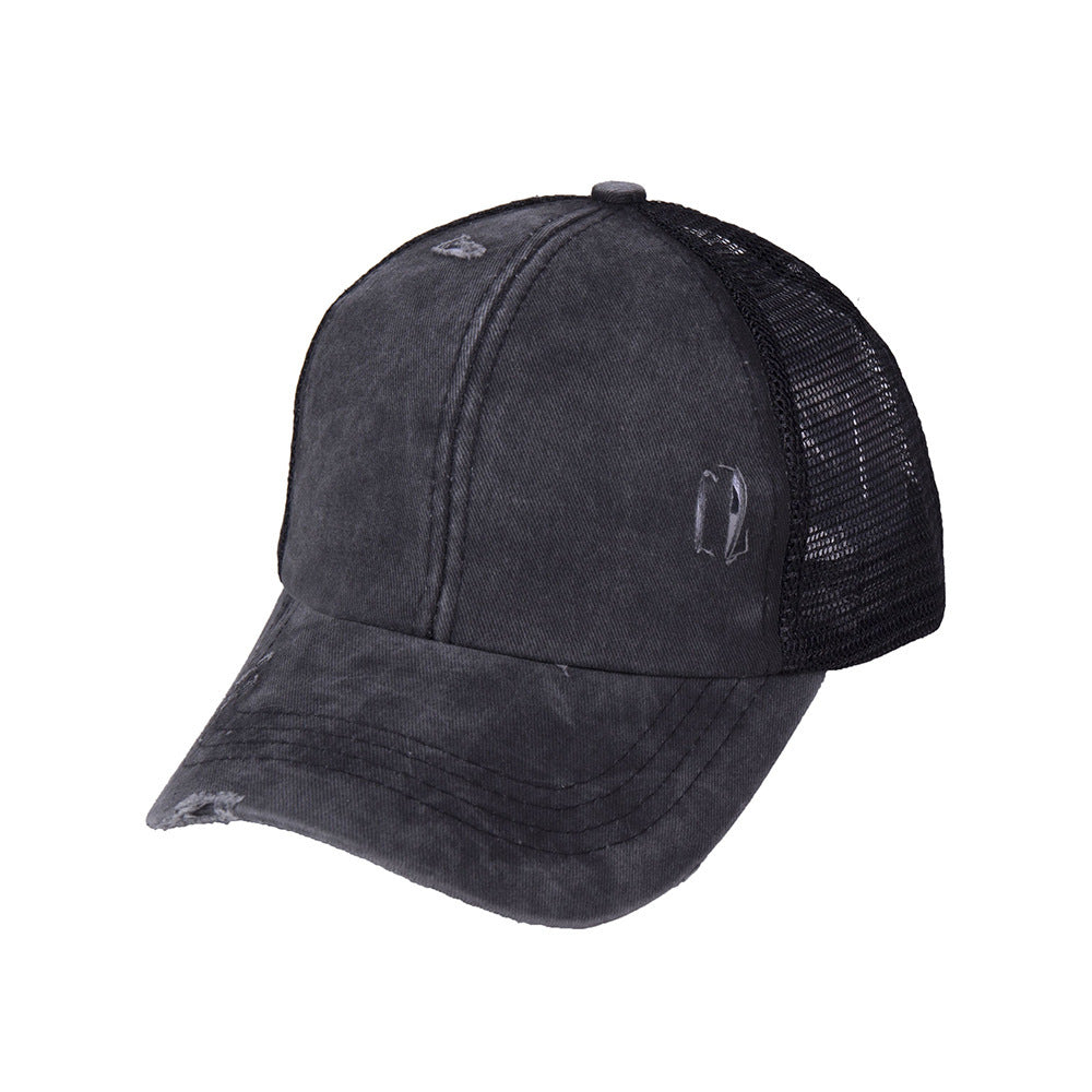 Washed Cotton Baseball Cap — Low-Profile Dome, Short Flat Brim