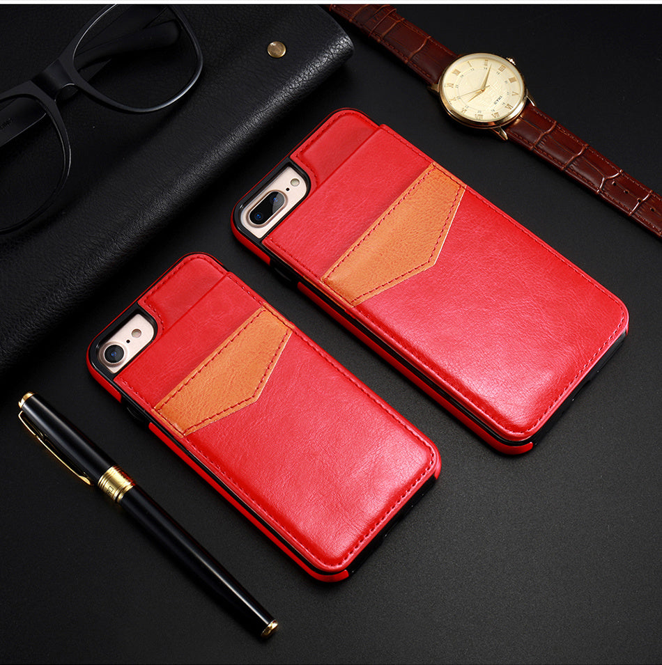 Retro Leather Wallet Case For iPhone With Card Slots Home
