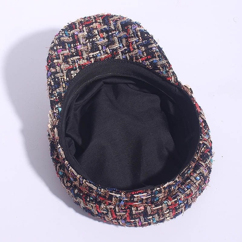 Ladies Tweed Peaked Octagonal Cap — Fashion Military Flat Cap