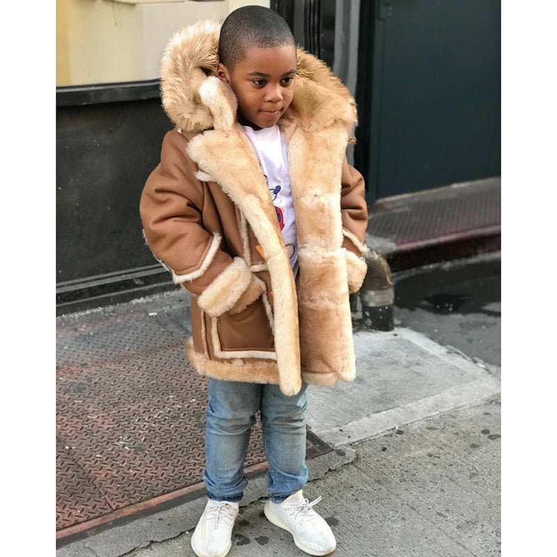 Boys Fur-Lined All-In-One Jacket Regular Fit Polyester
