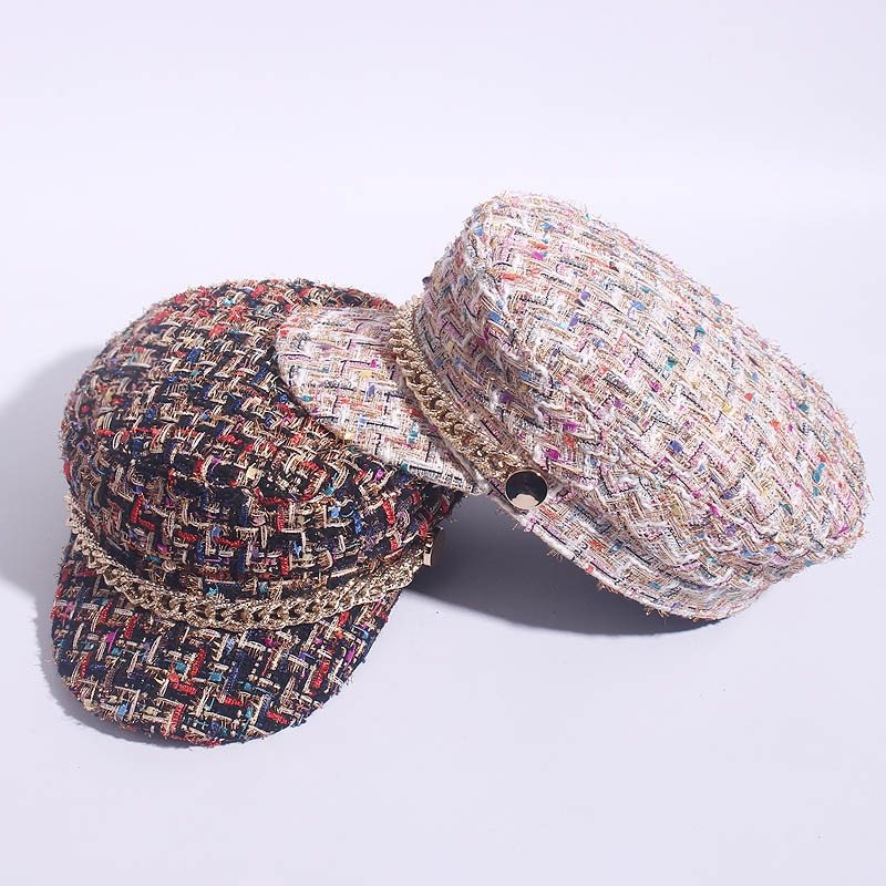 Ladies Tweed Peaked Octagonal Cap — Fashion Military Flat Cap
