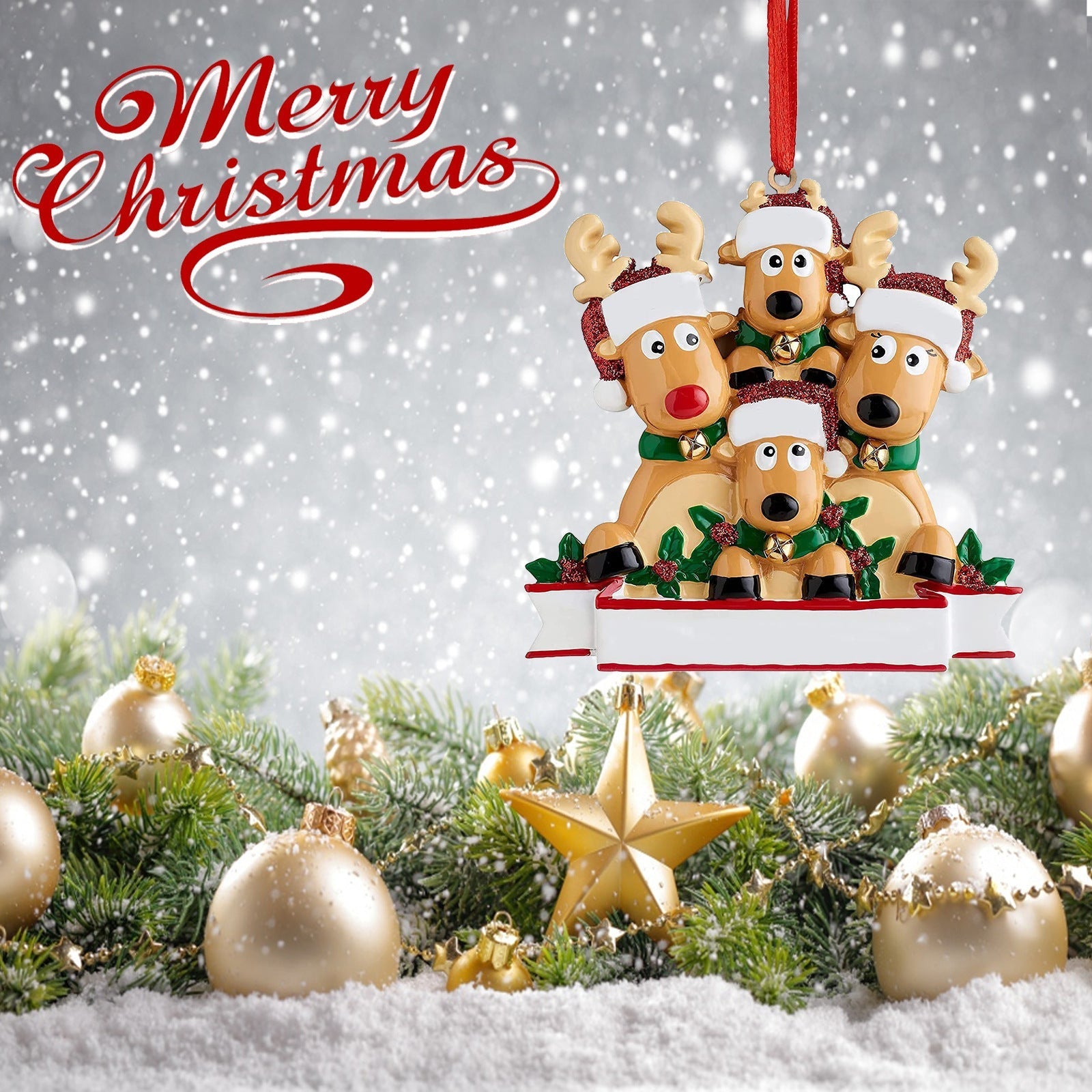 Resin Christmas Reindeer Family Non Toxic Home Pendant