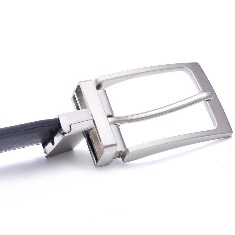 Genuine Leather Pin Buckle Belt Unisex Two Tone Design