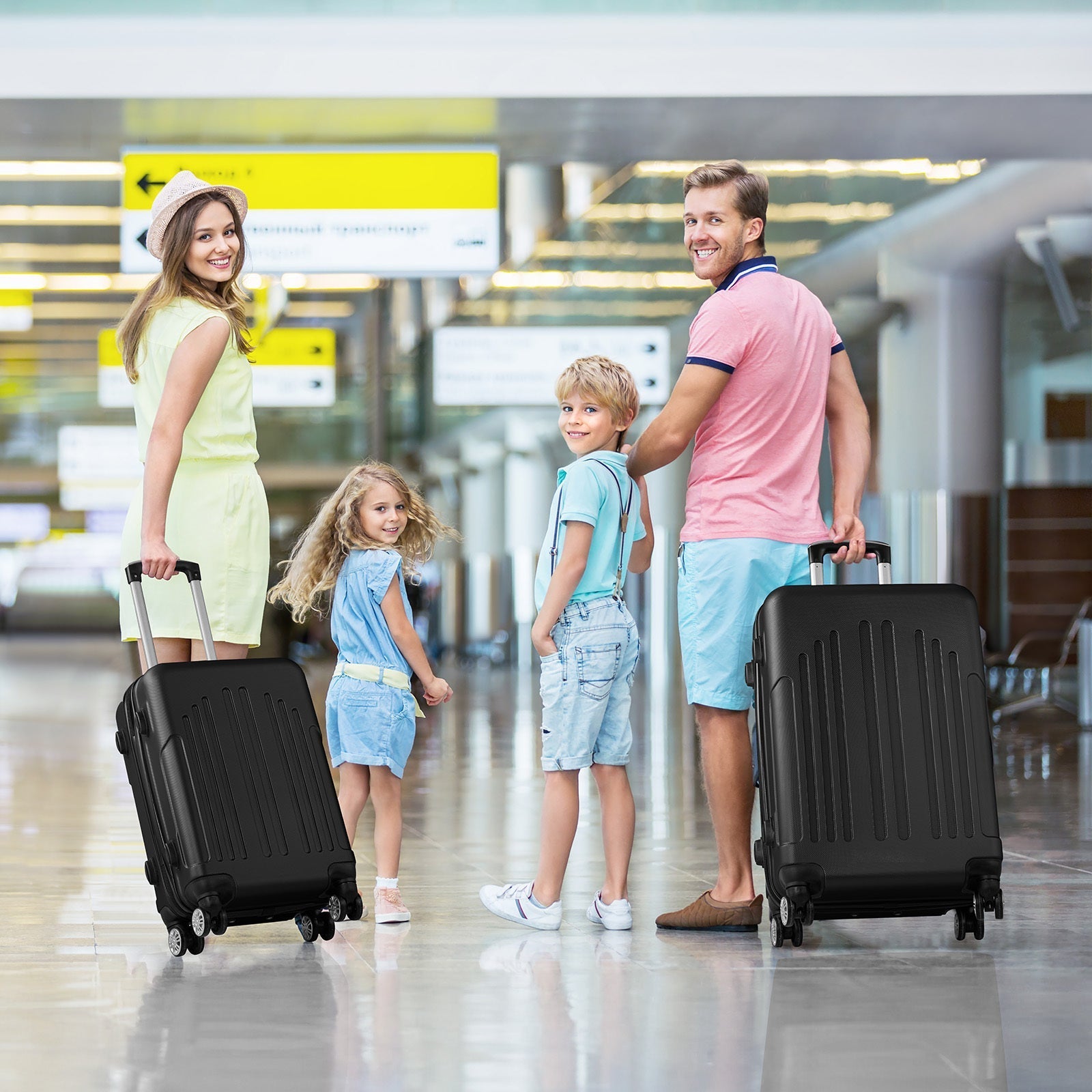 Unisex ABS PC Hard Shell Luggage Set Three In One 20 24 28In