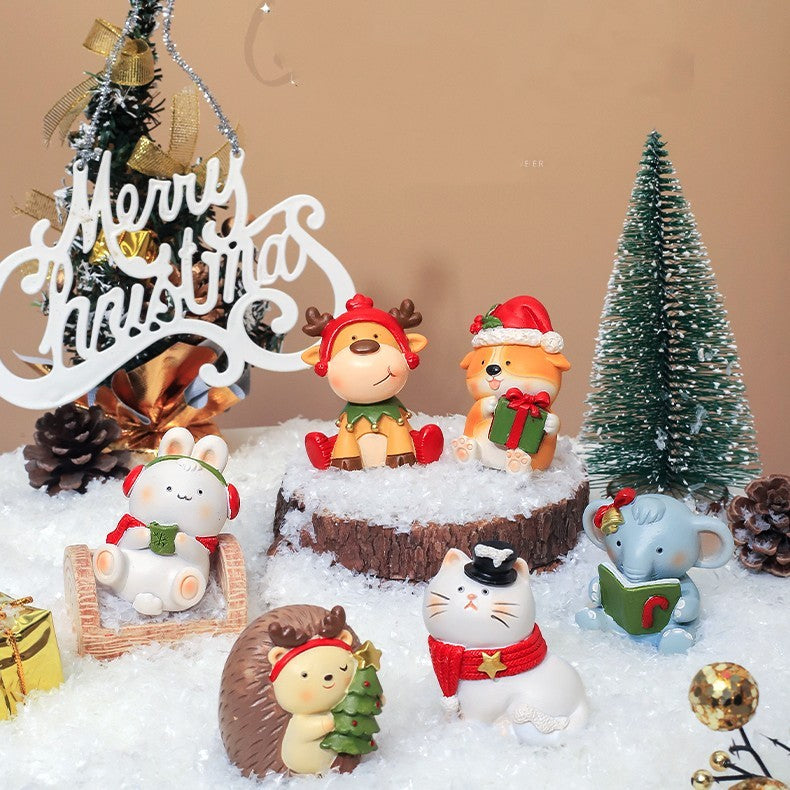 Resin Christmas Animal Desk Ornaments For Holiday Decor