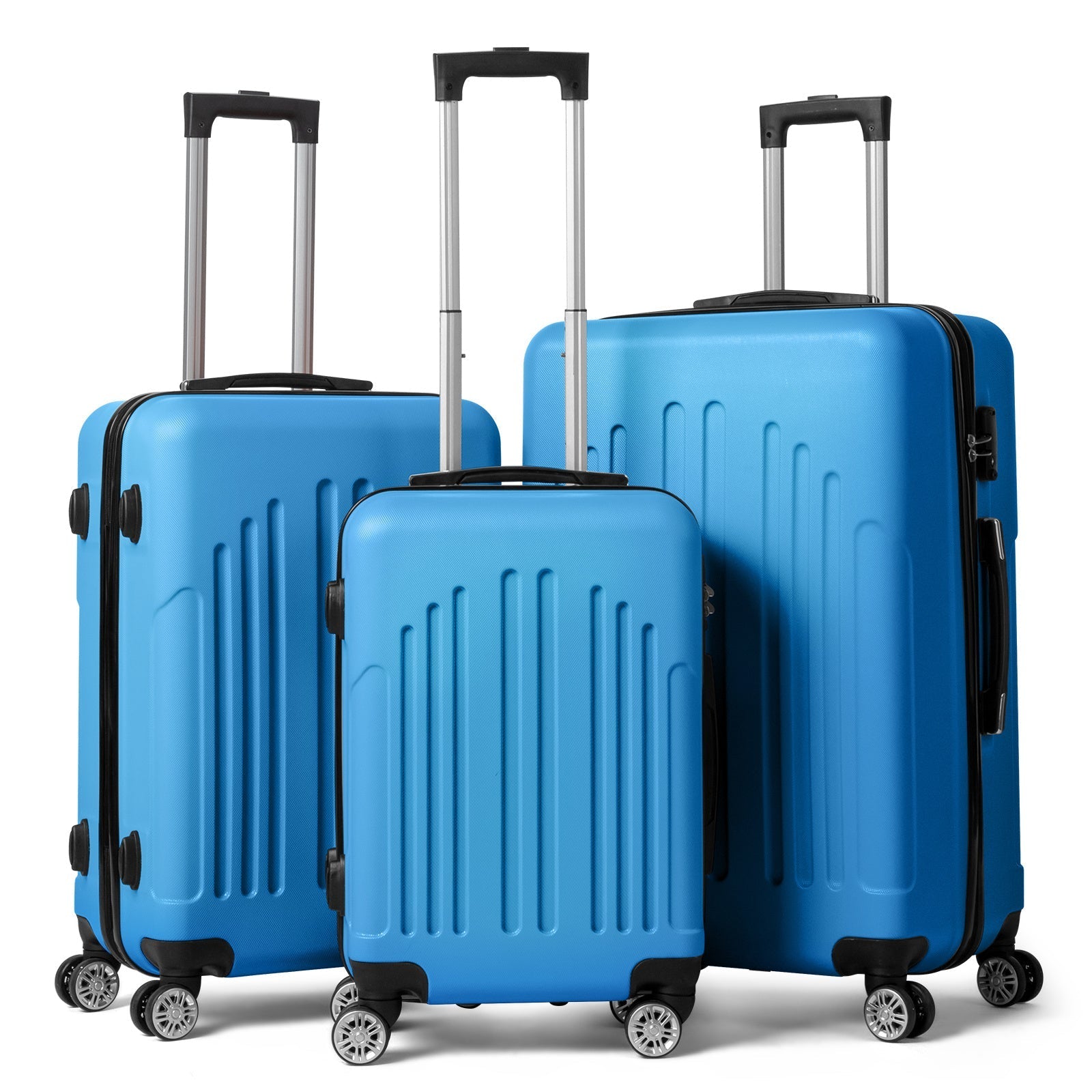 Unisex Curved Vertical Stripe Polycarbonate Luggage Set