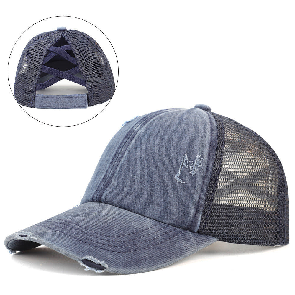 Washed Cotton Baseball Cap — Low-Profile Dome, Short Flat Brim