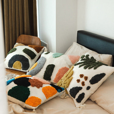 Cotton Tufted Sofa Pillowcase 45x45cm Cushion Cover Home