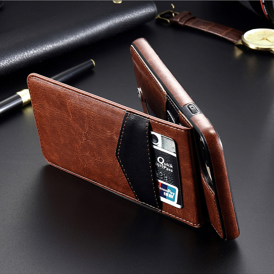 Retro Leather Wallet Case For iPhone With Card Slots Home