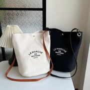 Canvas Messenger Bag Unisex Minimalist Printed Bucket