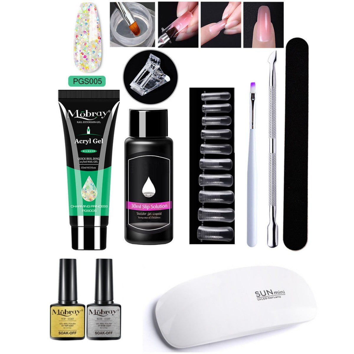 Resin Nail Art Extender Set 7-Piece For Nail Lengthening
