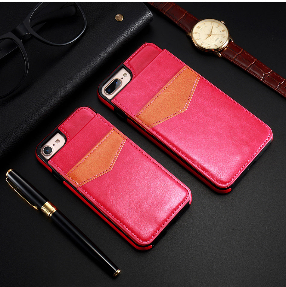 Retro Leather Wallet Case For iPhone With Card Slots Home