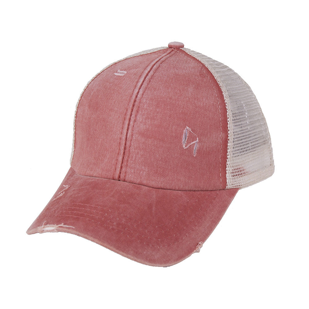 Washed Cotton Baseball Cap — Low-Profile Dome, Short Flat Brim