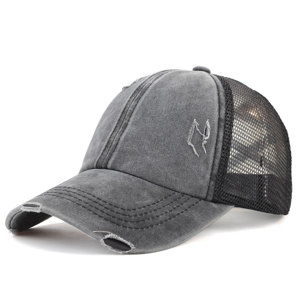 Washed Cotton Baseball Cap — Low-Profile Dome, Short Flat Brim