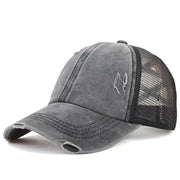 Washed Cotton Baseball Cap — Low-Profile Dome, Short Flat Brim