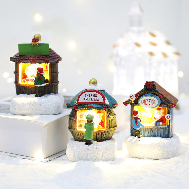 Resin Nightlight Cottage Christmas Decor Gift Safe For Home
