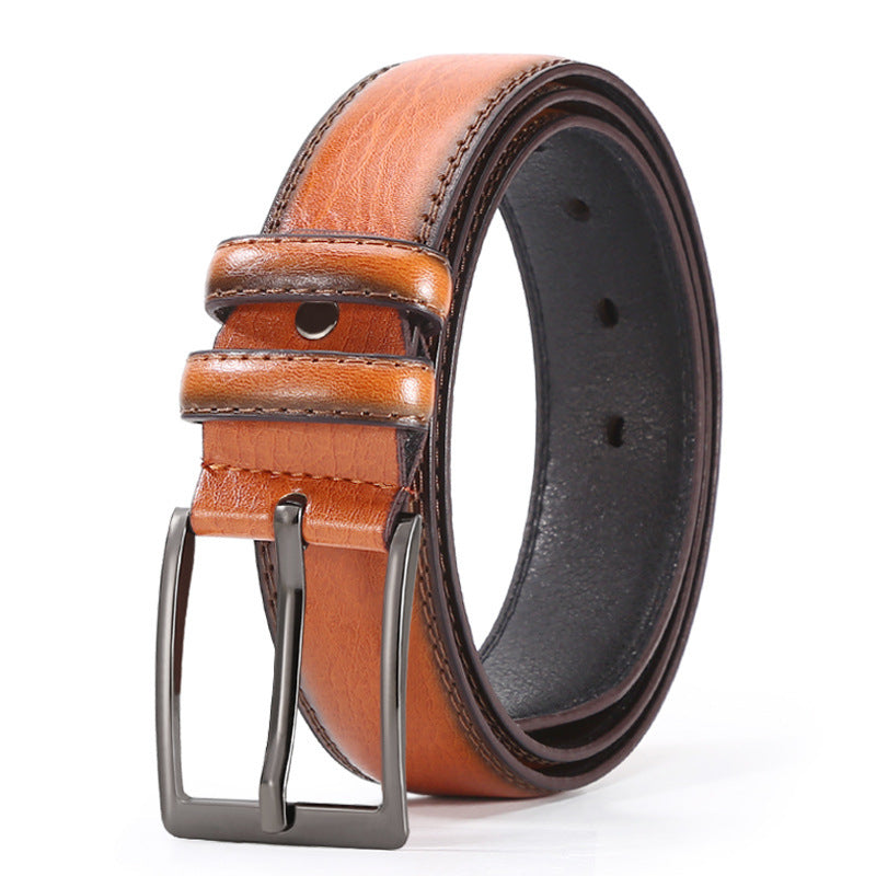 Men's Slim Imitation Leather Business Belt Alloy Buckle
