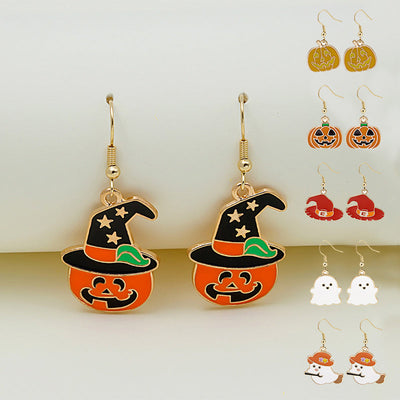 Kitchen Halloween Alloy Pumpkin Earrings Oil Drip Gift