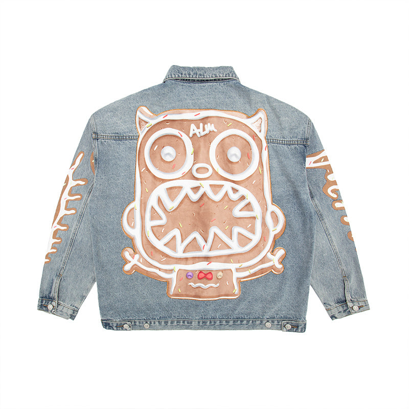 Relaxed Denim Jacket Cotton Poly Blend Unisex Casual Coat