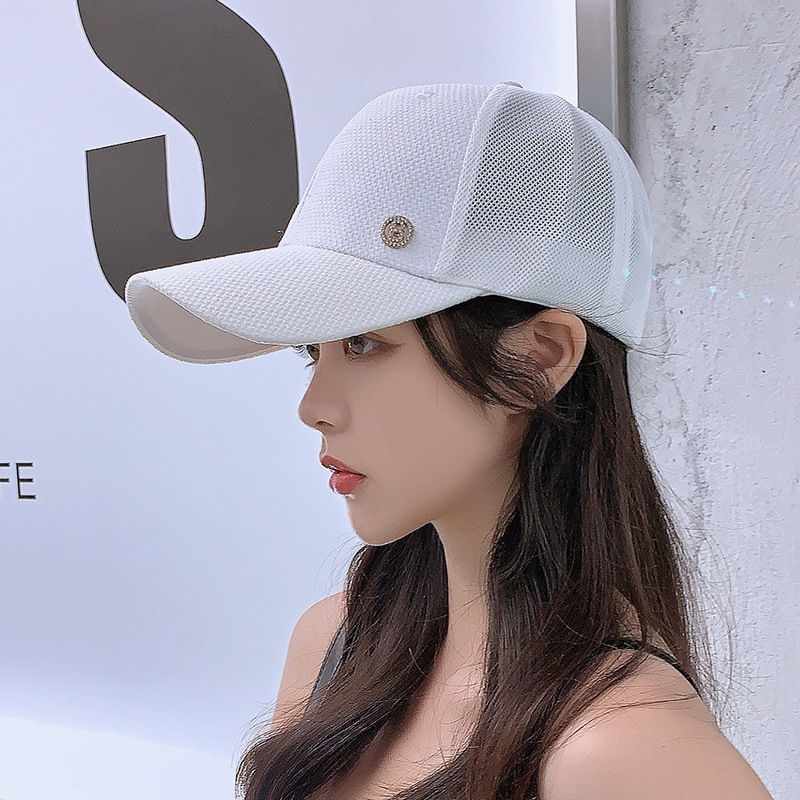Women's Breathable Mesh Sunshade Rhinestone Letter Peaked Hat