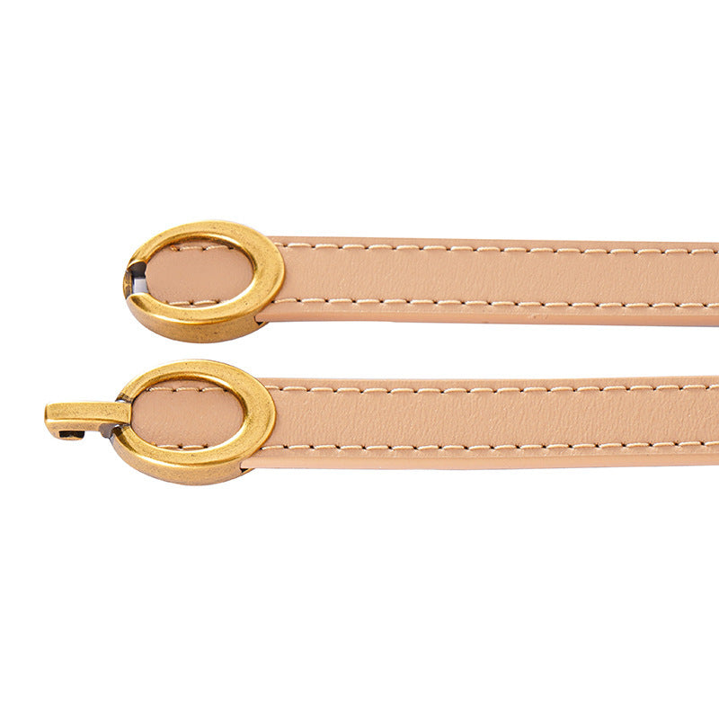 Women's Slim Thin Double Buckle Genuine Leather Belt