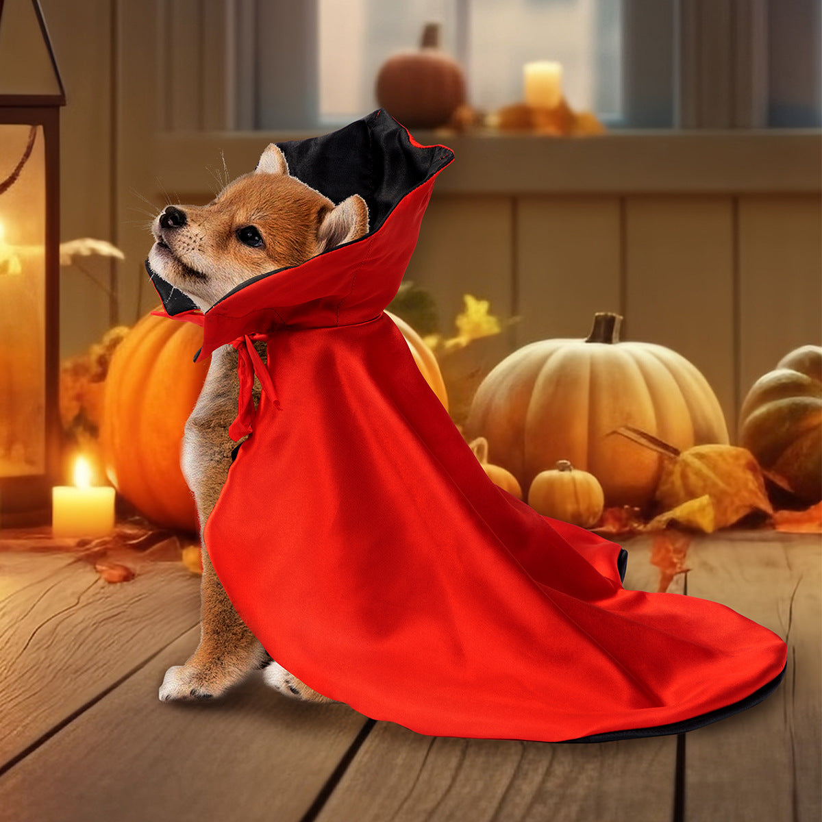 Red Polyester Pet Cloak Costume For Halloween Safe For Pets