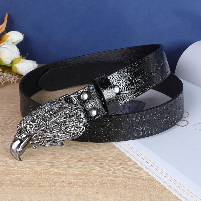 Men's Cow Head Buckle Belt In Imitation Leather Regular Fit