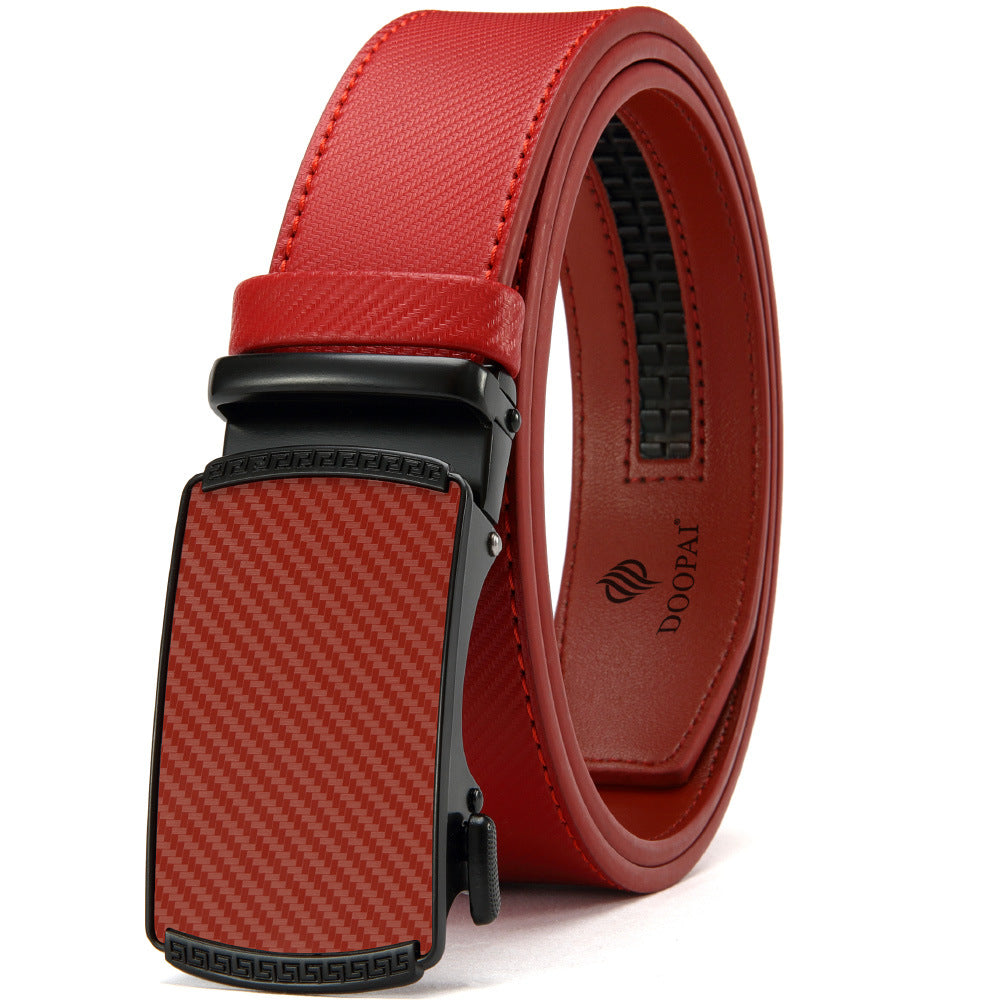 Men's Leather Belt With Alloy Automatic Buckle Regular Fit