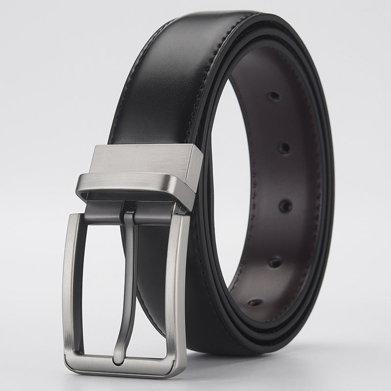 Men's Genuine Leather Rotating Pin Buckle Dress Belt