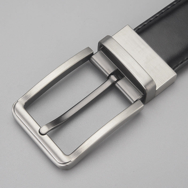 Men's Genuine Leather Rotating Pin Buckle Dress Belt
