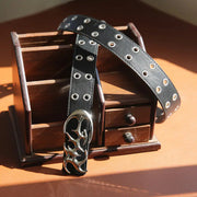 Men's Korean Style Hollow Punk PU Leather Belt Regular Fit