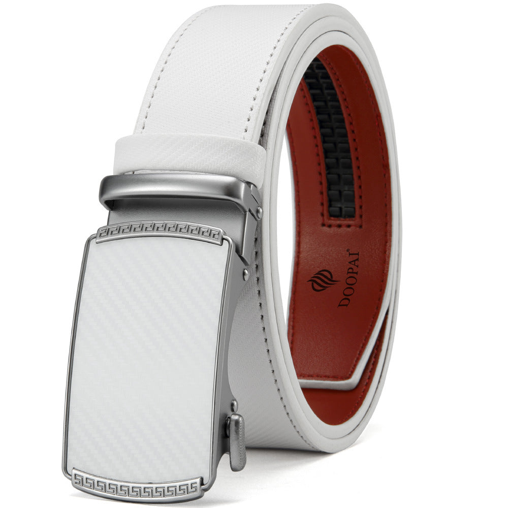 Men's Leather Belt With Alloy Automatic Buckle Regular Fit