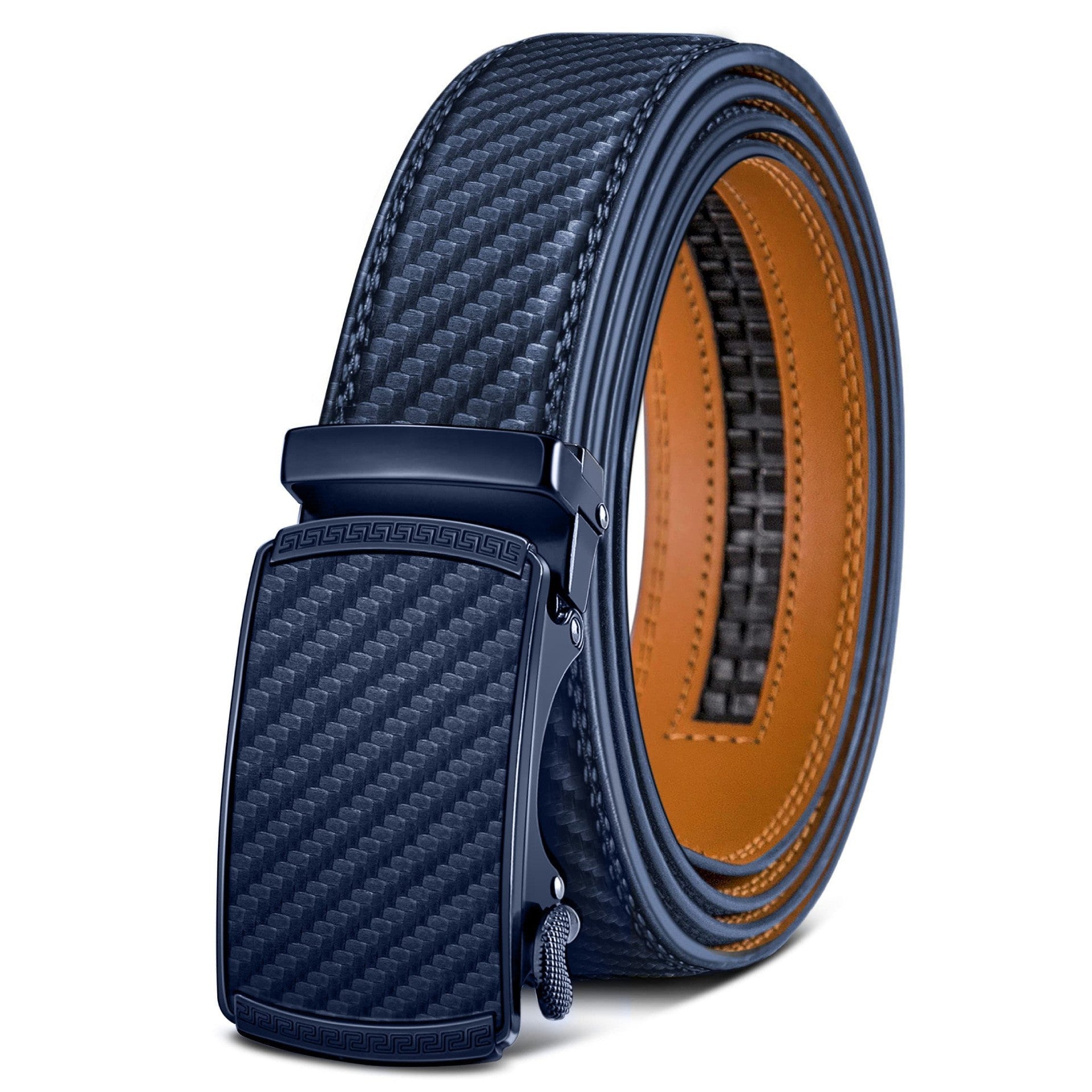Mens PU Leather Slim Belt With Automatic Buckle Casual