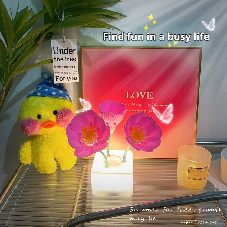 Rechargeable Plastic Flower Night Lamp For Bedroom Ambience