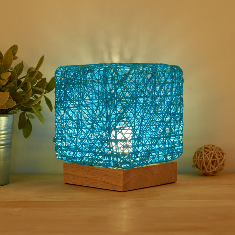 Rattan LED Desk Lamp Hand Knit Dimmable USB Rechargeable