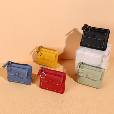 Women's Zipper Card Holder PU Leather Short Solid Color