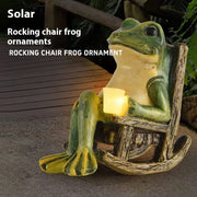 Resin Solar Frog Night Light For Garden Decor Rocking Chair