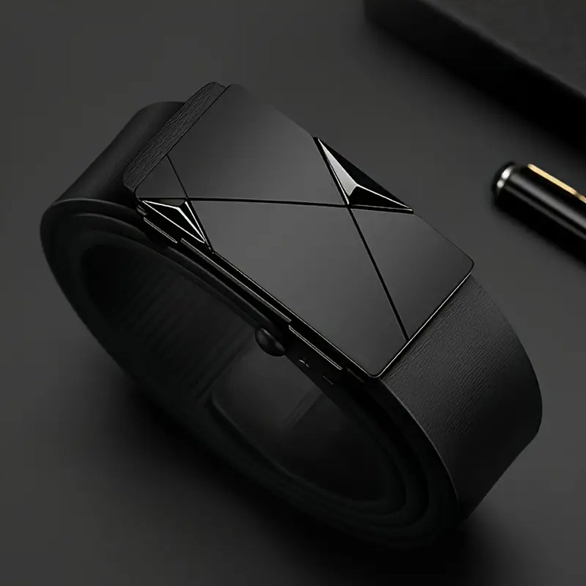 Mens PU Leather Belt With Automatic Buckle Regular Retro