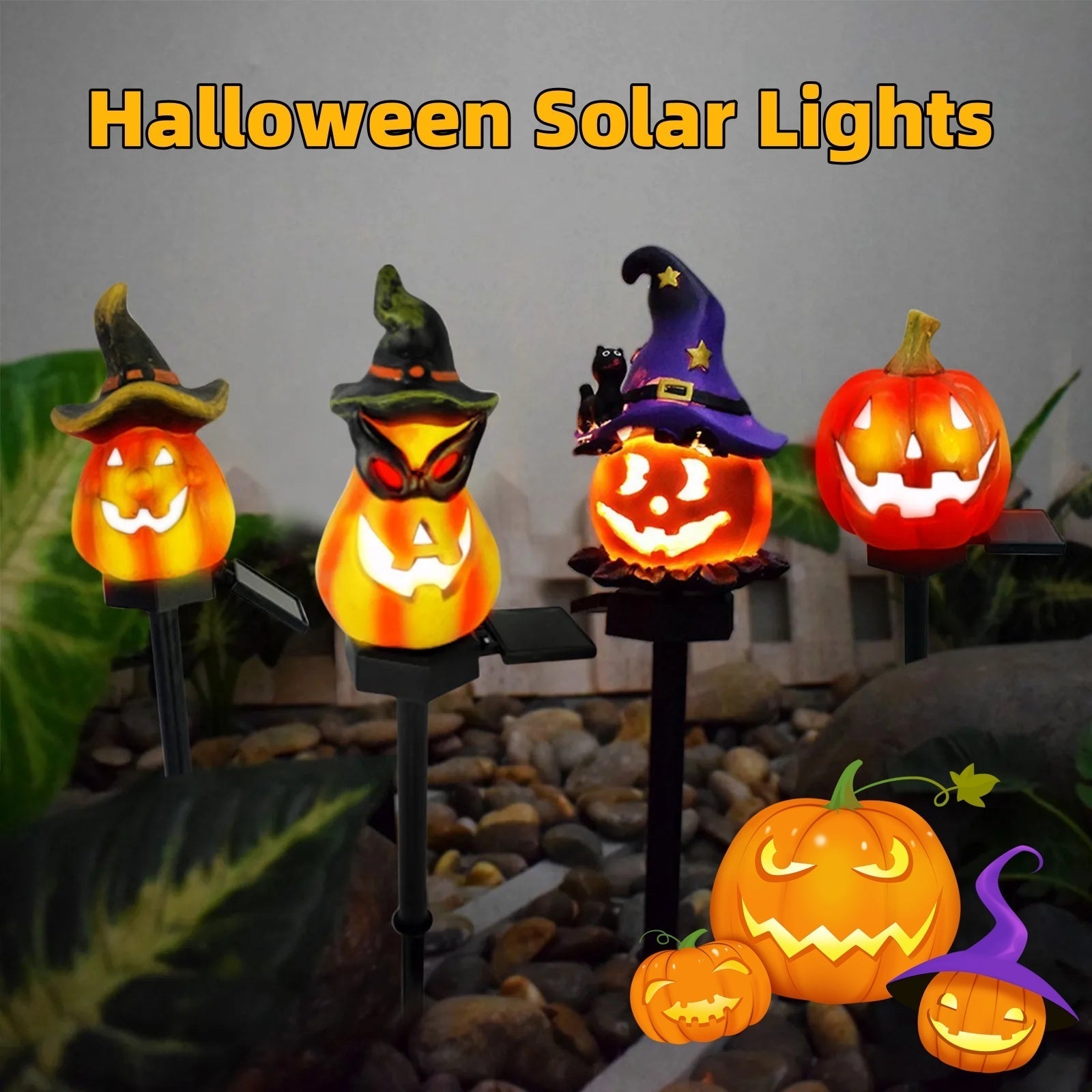 Resin Solar Halloween Pumpkin Lantern Garden Path Light