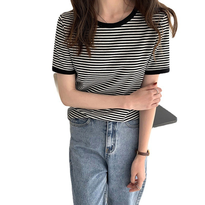 Relaxed Women's Round Neck Shirt Polyester Viscose Casual