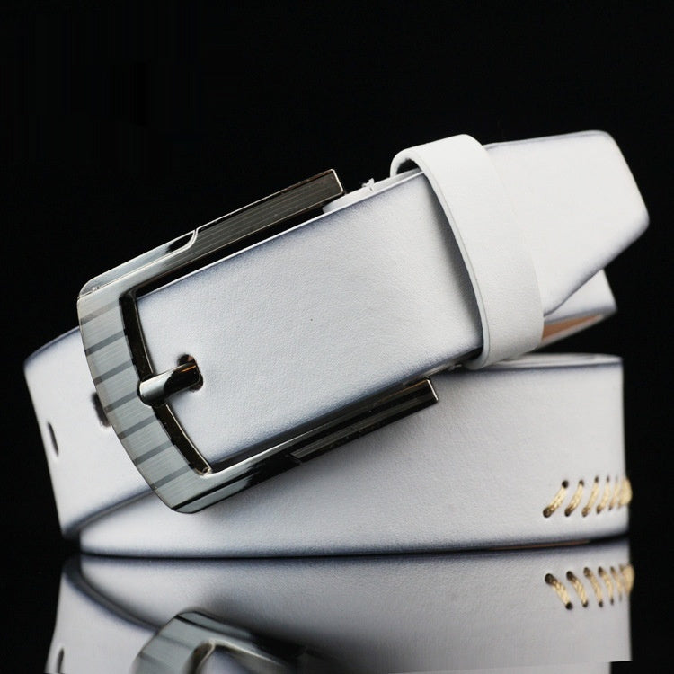 Men's Threaded Belt Imitation Leather Pin Buckle Regular